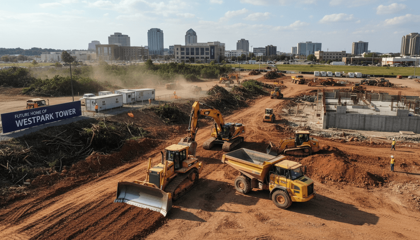 Heavy equipment clearing land for a commercial lot in the Inland Northwest