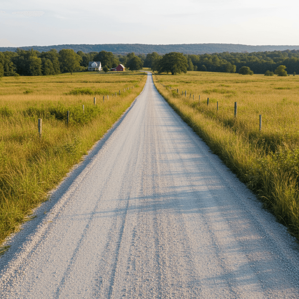 Freshly graded gravel road