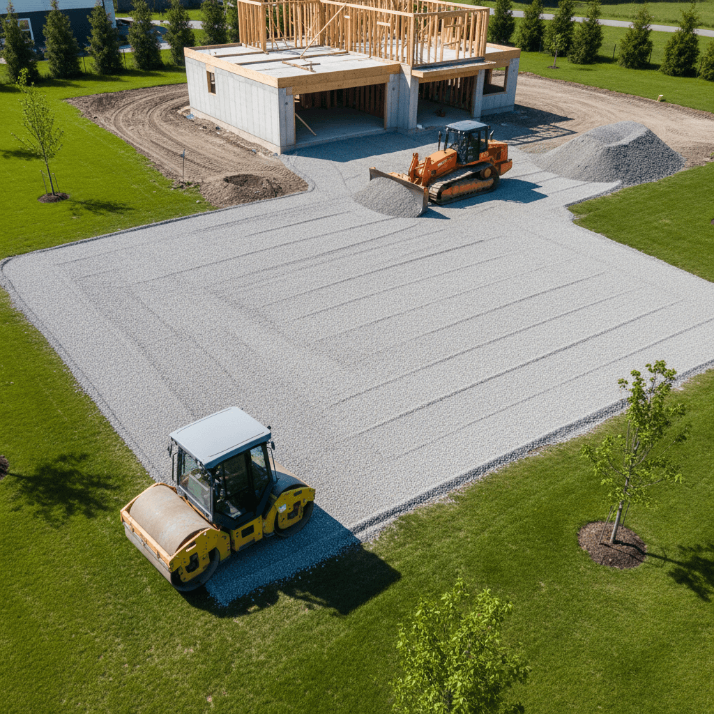New gravel driveway installation
