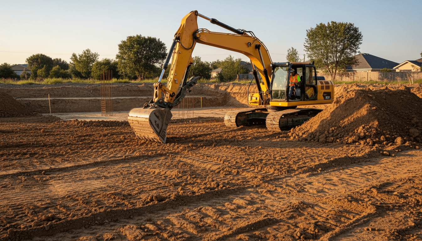 Bobcat skid-steer on a freshly graded lot in North Idaho